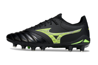 Mizuno Morelia Neo 4 FG Firm Ground Soccer Cleats - Black/Vibrant Green/Neon Yellow