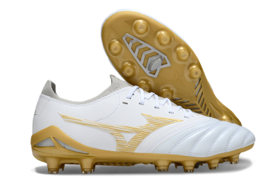 Mizuno Morelia Neo 4 FG Firm Ground Soccer Cleats - White/Golden Accent/Classic White