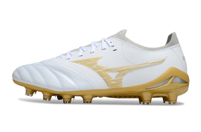 Mizuno Morelia Neo 4 FG Firm Ground Soccer Cleats - White/Golden Accent/Classic White