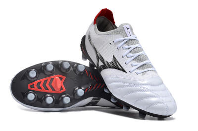 Mizuno Morelia Neo 4 FG Firm Ground Soccer Cleats - White/Scarlet/Silver