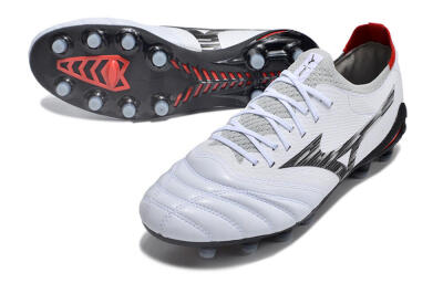 Mizuno Morelia Neo 4 FG Firm Ground Soccer Cleats - White/Scarlet/Silver