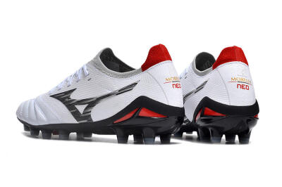 Mizuno Morelia Neo 4 FG Firm Ground Soccer Cleats - White/Scarlet/Silver