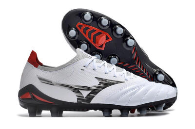 Mizuno Morelia Neo 4 FG Firm Ground Soccer Cleats - White/Scarlet/Silver