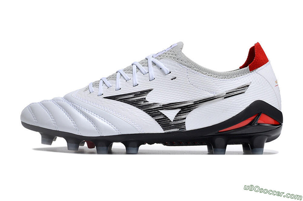 Mizuno Morelia Neo 4 FG Firm Ground Soccer Cleats - White/Scarlet/Silver 2