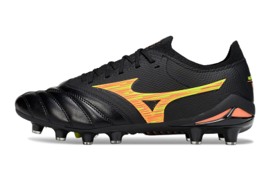 Mizuno Morelia Neo 4 FG Firm Ground Soccer Cleats - Black/Bright Yellow/Fiery Orange