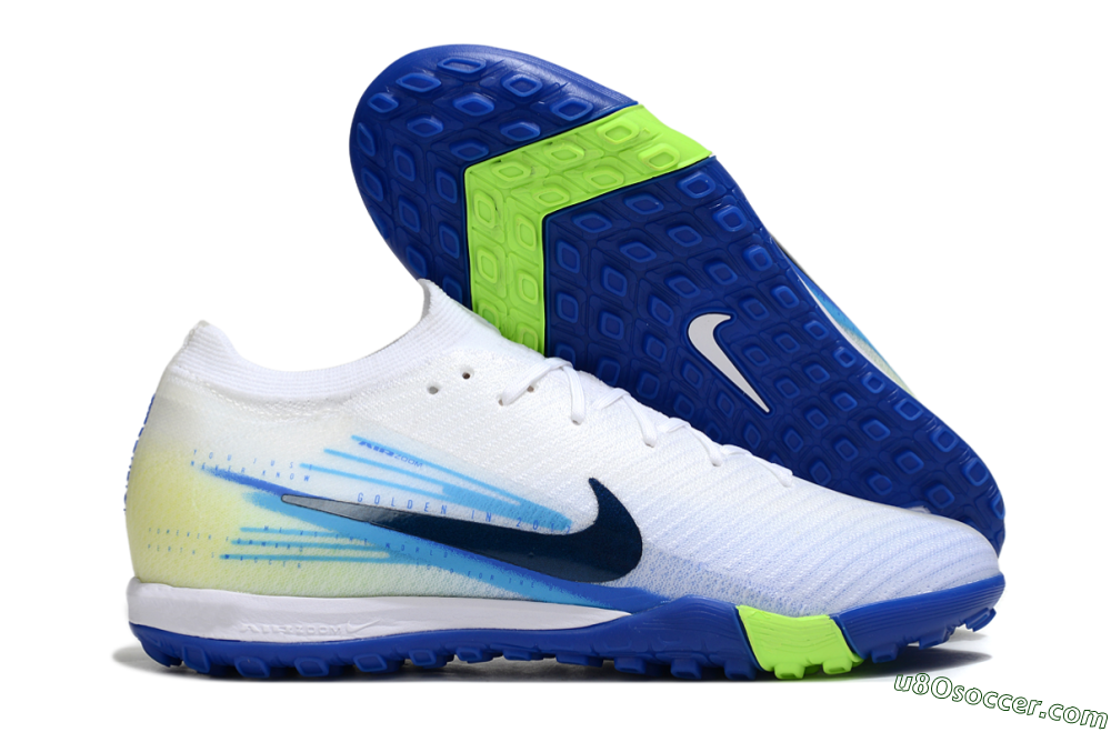 Nike Air Zoom Mercurial Vapor 16 Elite TF Artificial Turf Soccer Shoes - White/Electric Blue/Lime Green 1