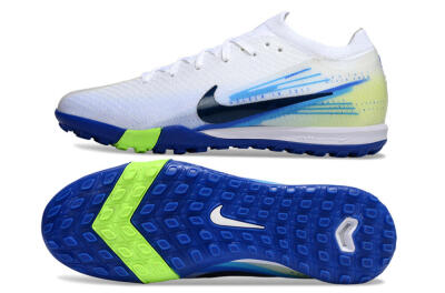 Nike Air Zoom Mercurial Vapor 16 Elite TF Artificial Turf Soccer Shoes - White/Electric Blue/Lime Green