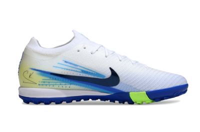 Nike Air Zoom Mercurial Vapor 16 Elite TF Artificial Turf Soccer Shoes - White/Electric Blue/Lime Green