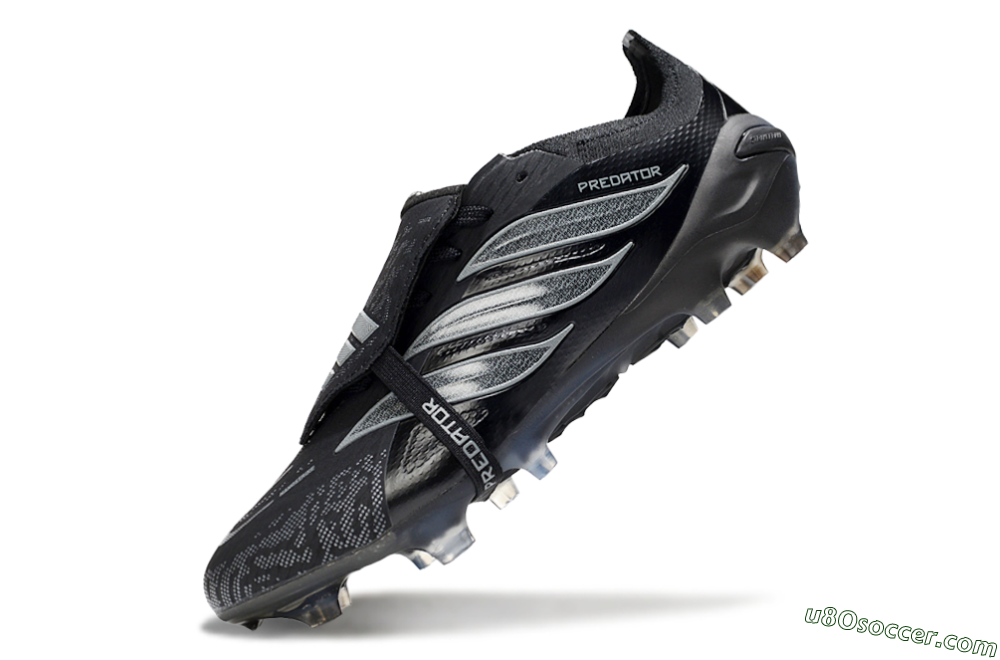 Adidas Predator 26 Elite Fold-Over Tongue FG Firm Ground Soccer Cleats - Black/Dark Shadow/Steel Gray 5