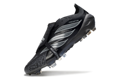 Adidas Predator 26 Elite Fold-Over Tongue FG Firm Ground Soccer Cleats - Black/Dark Shadow/Steel Gray