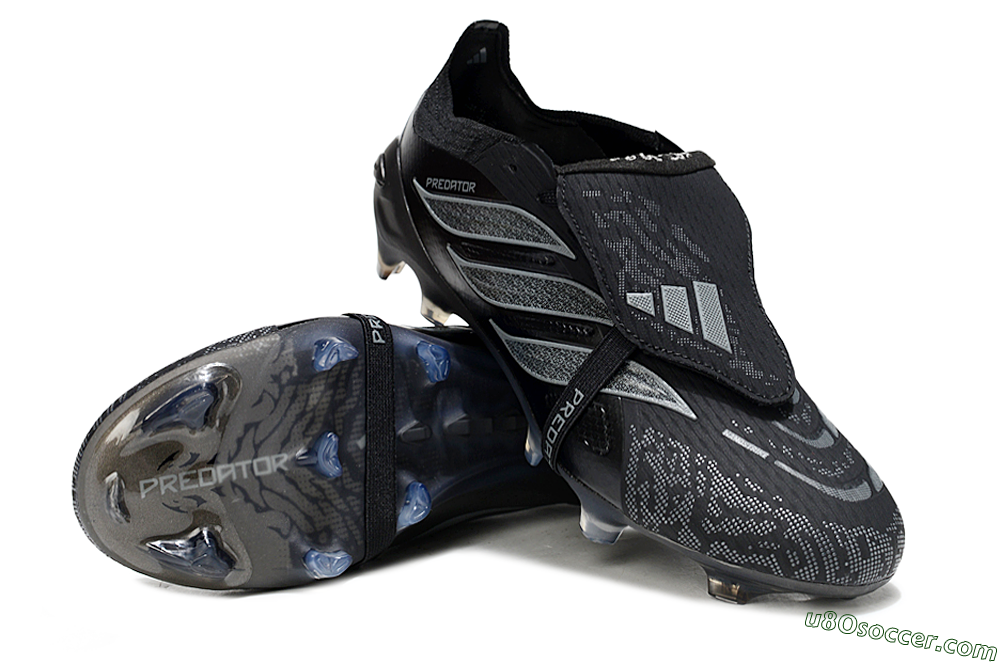 Adidas Predator 26 Elite Fold-Over Tongue FG Firm Ground Soccer Cleats - Black/Dark Shadow/Steel Gray 3