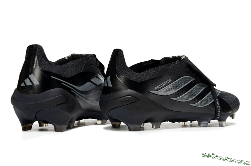 Adidas Predator 26 Elite Fold-Over Tongue FG Firm Ground Soccer Cleats - Black/Dark Shadow/Steel Gray 6