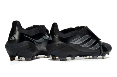 Adidas Predator 26 Elite Fold-Over Tongue FG Firm Ground Soccer Cleats - Black/Dark Shadow/Steel Gray