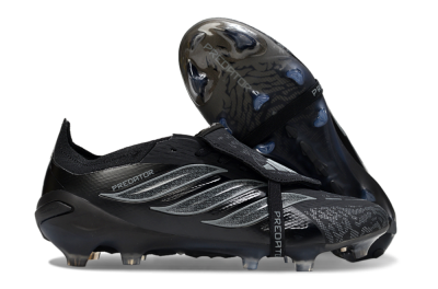 Adidas Predator 26 Elite Fold-Over Tongue FG Firm Ground Soccer Cleats - Black/Dark Shadow/Steel Gray