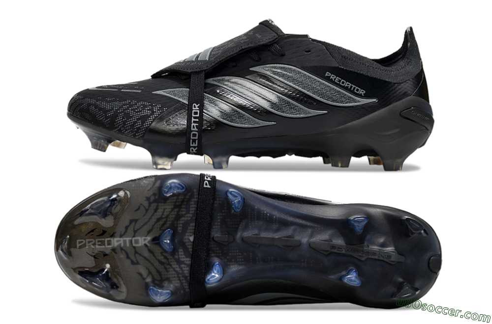 Adidas Predator 26 Elite Fold-Over Tongue FG Firm Ground Soccer Cleats - Black/Dark Shadow/Steel Gray 0