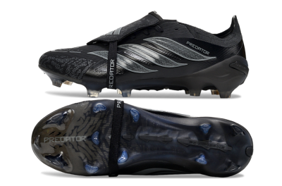 Adidas Predator 26 Elite Fold-Over Tongue FG Firm Ground Soccer Cleats - Black/Dark Shadow/Steel Gray