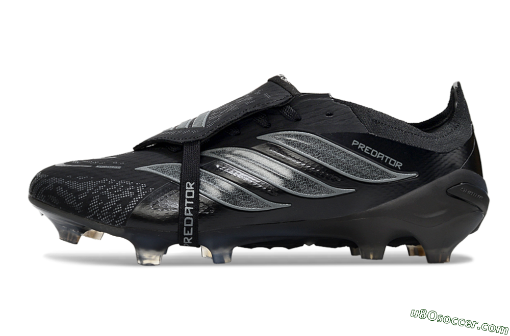 Adidas Predator 26 Elite Fold-Over Tongue FG Firm Ground Soccer Cleats - Black/Dark Shadow/Steel Gray 2