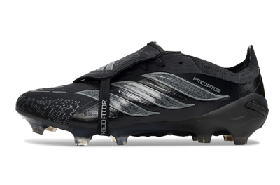 Adidas Predator 26 Elite Fold-Over Tongue FG Firm Ground Soccer Cleats - Black/Dark Shadow/Steel Gray