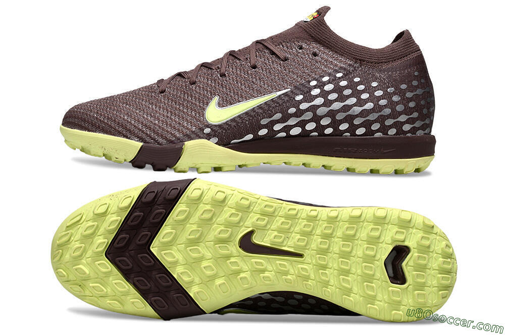 Nike Air Zoom Mercurial Vapor 16 Elite TF Artificial Turf Soccer Shoes - Brown/Lime Twist/Silver Dots 0
