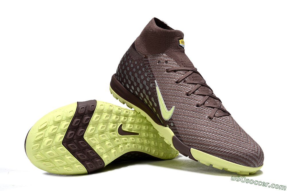 Nike Air Zoom Mercurial Superfly 10 Elite TF Artificial Turf Soccer Shoes - Brown/Lime Green/Slate Grey 3