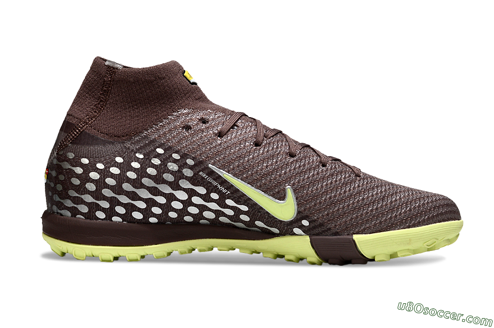 Nike Air Zoom Mercurial Superfly 10 Elite TF Artificial Turf Soccer Shoes - Brown/Lime Green/Slate Grey 7