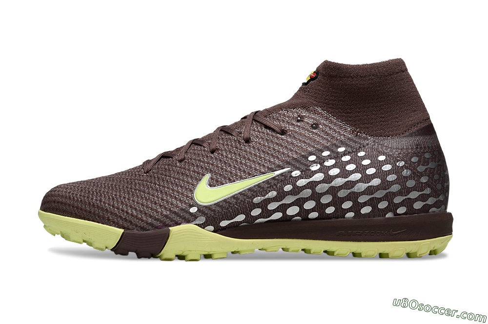 Nike Air Zoom Mercurial Superfly 10 Elite TF Artificial Turf Soccer Shoes - Brown/Lime Green/Slate Grey 2