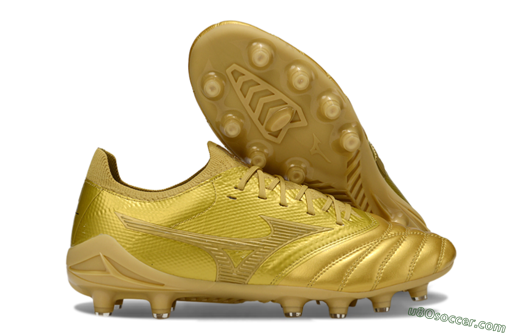 Mizuno Morelia Neo 4 FG Firm Ground Soccer Cleats - Gold/Metallic Gold/Shiny Gold 1