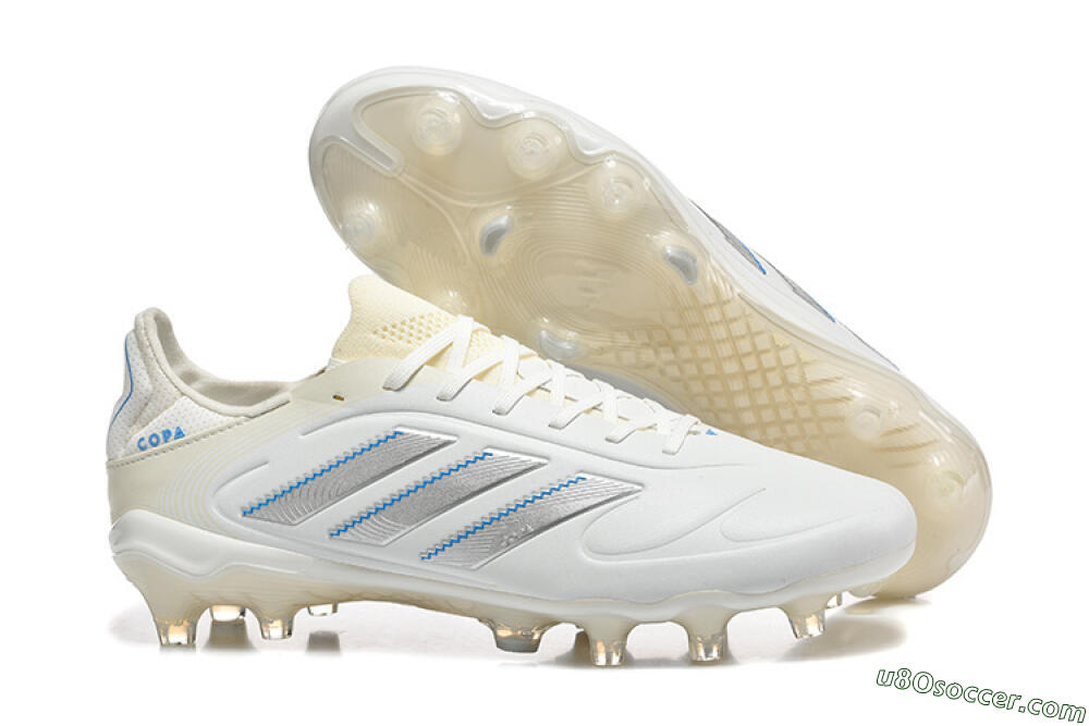 Adidas Copa Pure 2 FG Firm Ground Soccer Cleats - White/Light Gray/Blue 1