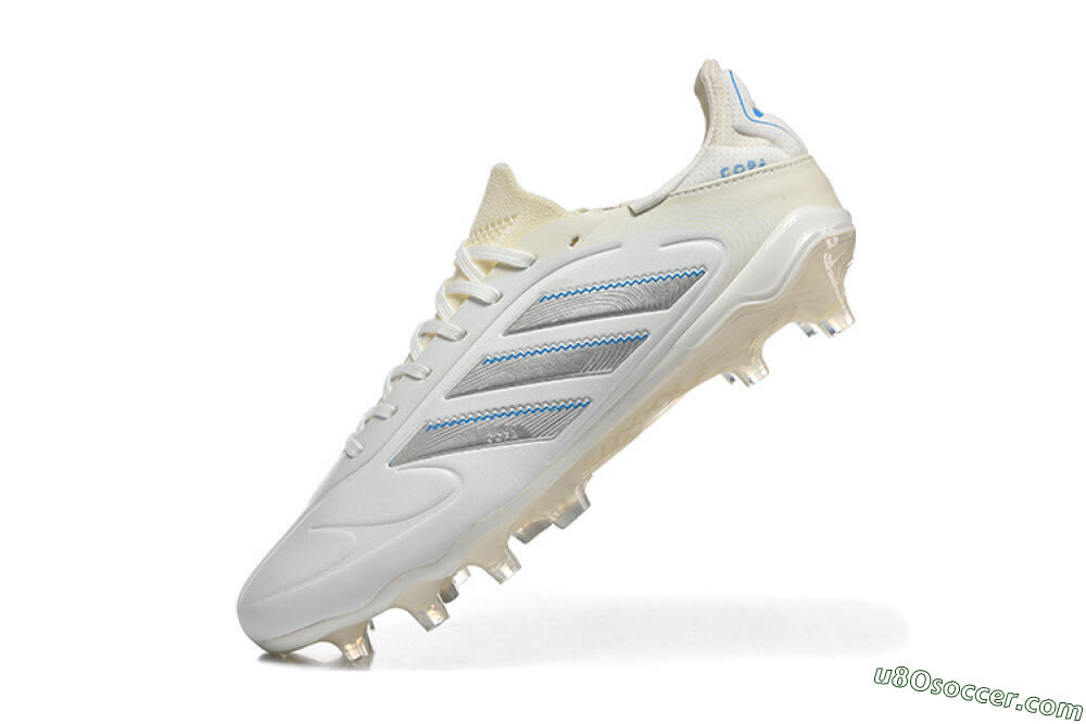 Adidas Copa Pure 2 FG Firm Ground Soccer Cleats - White/Light Gray/Blue 8