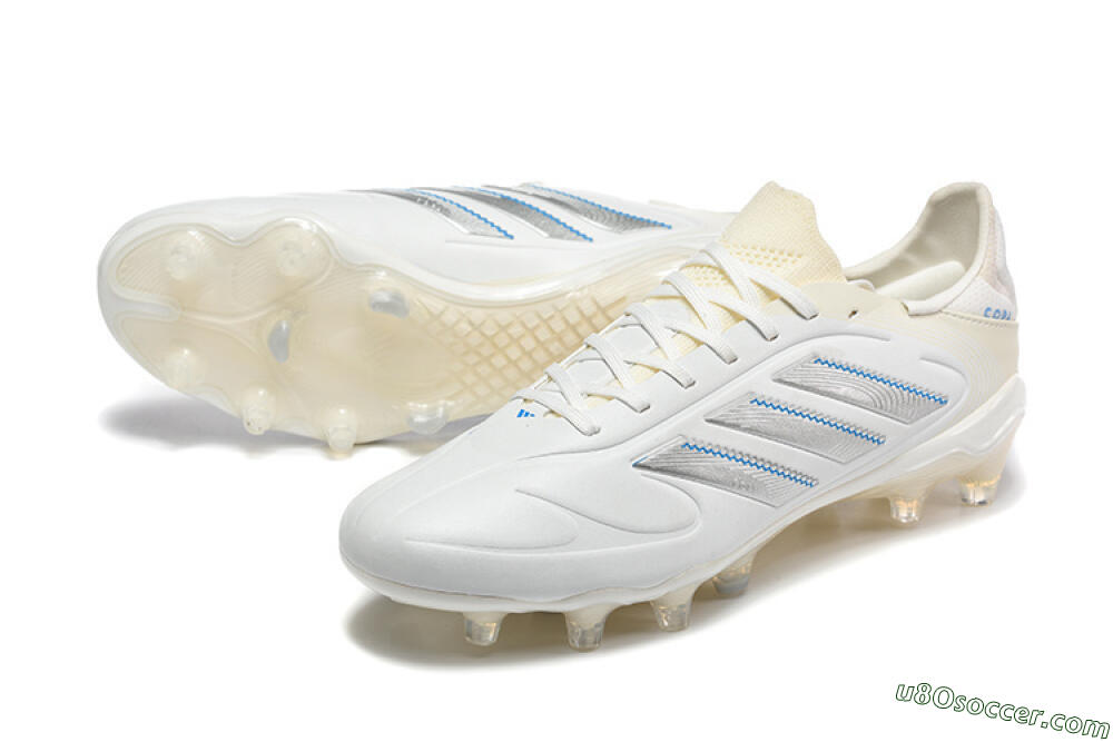 Adidas Copa Pure 2 FG Firm Ground Soccer Cleats - White/Light Gray/Blue 3