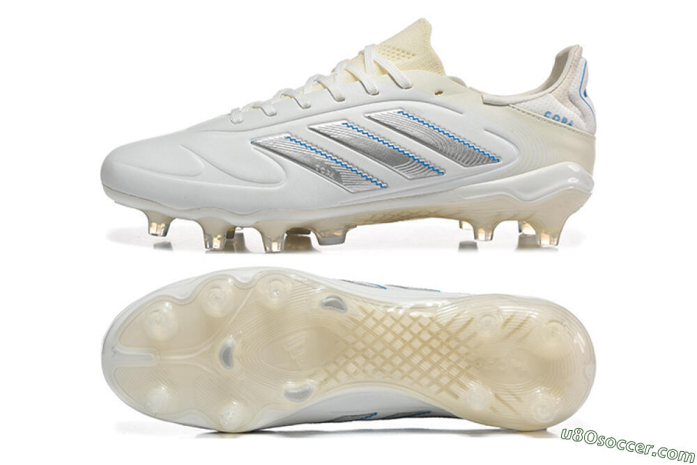 Adidas Copa Pure 2 FG Firm Ground Soccer Cleats - White/Light Gray/Blue 0