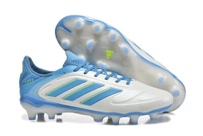 Adidas Copa Pure 2 FG Firm Ground Soccer Cleats - White/Sky Blue/Neon Green