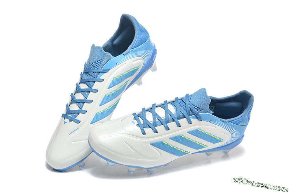 Adidas Copa Pure 2 FG Firm Ground Soccer Cleats - White/Sky Blue/Neon Green 6
