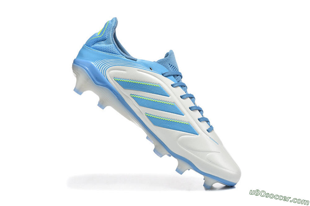 Adidas Copa Pure 2 FG Firm Ground Soccer Cleats - White/Sky Blue/Neon Green 7