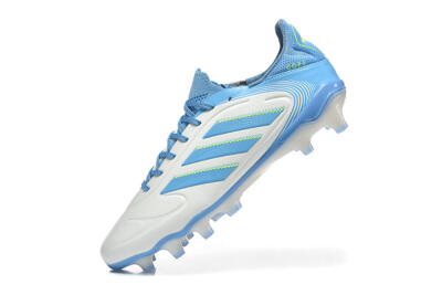 Adidas Copa Pure 2 FG Firm Ground Soccer Cleats - White/Sky Blue/Neon Green