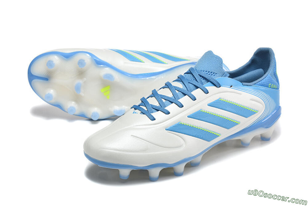 Adidas Copa Pure 2 FG Firm Ground Soccer Cleats - White/Sky Blue/Neon Green 3
