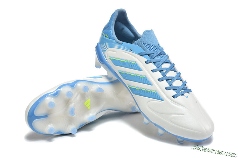 Adidas Copa Pure 2 FG Firm Ground Soccer Cleats - White/Sky Blue/Neon Green 4