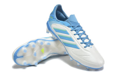 Adidas Copa Pure 2 FG Firm Ground Soccer Cleats - White/Sky Blue/Neon Green