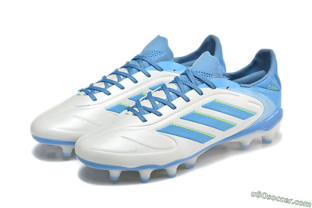 Adidas Copa Pure 2 FG Firm Ground Soccer Cleats - White/Sky Blue/Neon Green 5