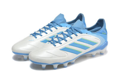 Adidas Copa Pure 2 FG Firm Ground Soccer Cleats - White/Sky Blue/Neon Green