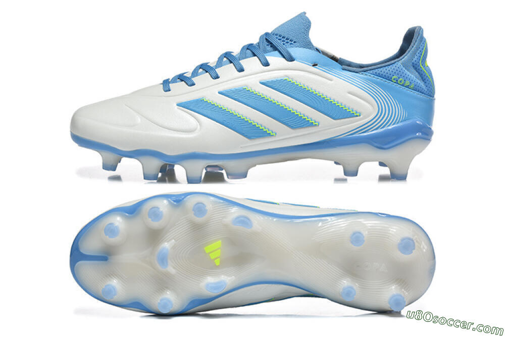 Adidas Copa Pure 2 FG Firm Ground Soccer Cleats - White/Sky Blue/Neon Green 0