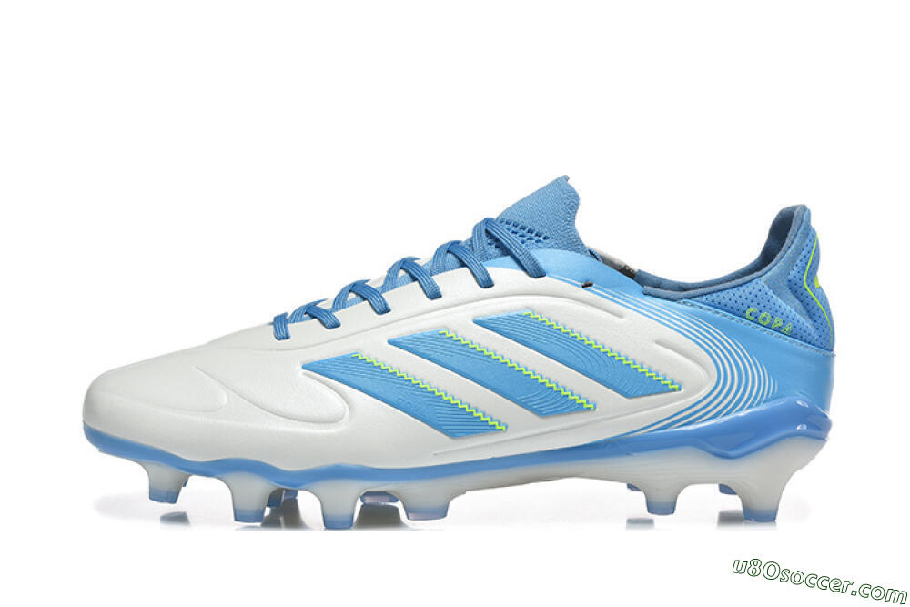 Adidas Copa Pure 2 FG Firm Ground Soccer Cleats - White/Sky Blue/Neon Green 2