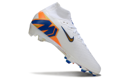 Nike Air Zoom Mercurial Superfly 10 Elite FG Firm Ground Soccer Cleats - White/Metallic Gold/Blue