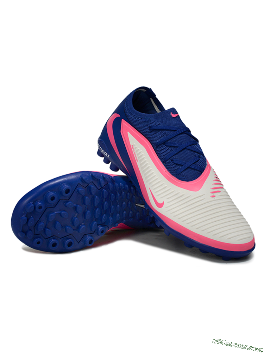 Nike Phantom 6 Low Elite TF Artificial Turf Soccer Shoes - Blue/Vibrant Pink/Light Grey 3