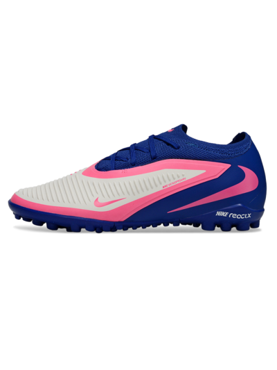 Nike Phantom 6 Low Elite TF Artificial Turf Soccer Shoes - Blue/Vibrant Pink/Light Grey
