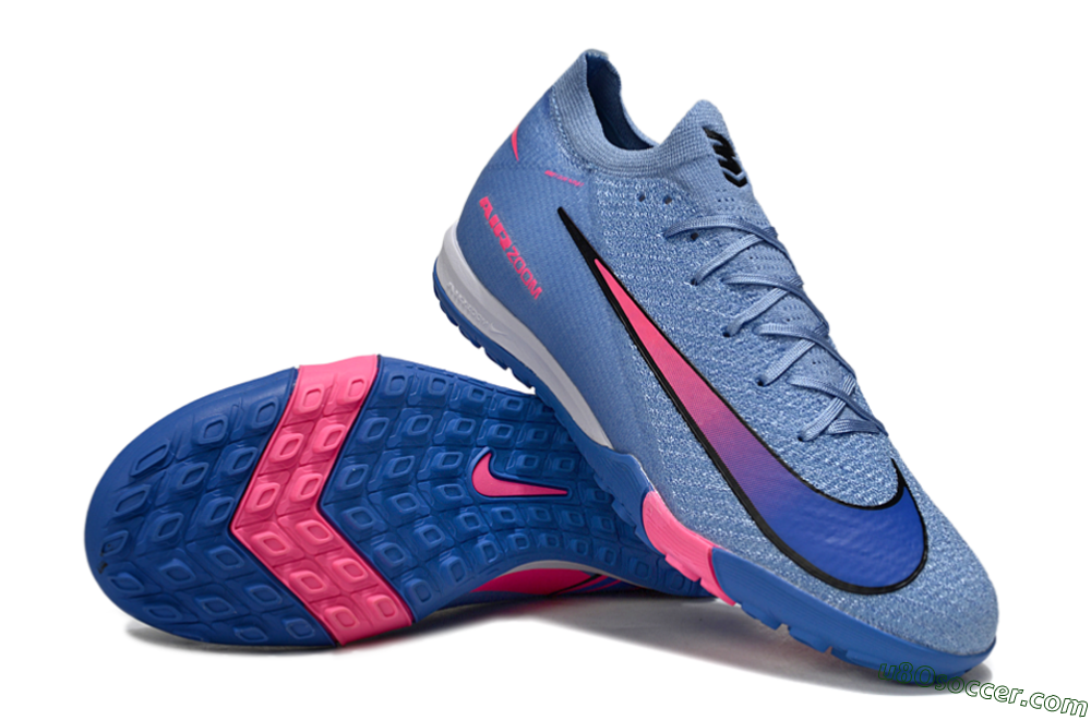 Nike Air Zoom Mercurial Vapor 16 Elite TF Artificial Turf Soccer Shoes - Blue/Electric Blue/Neon Pink 3