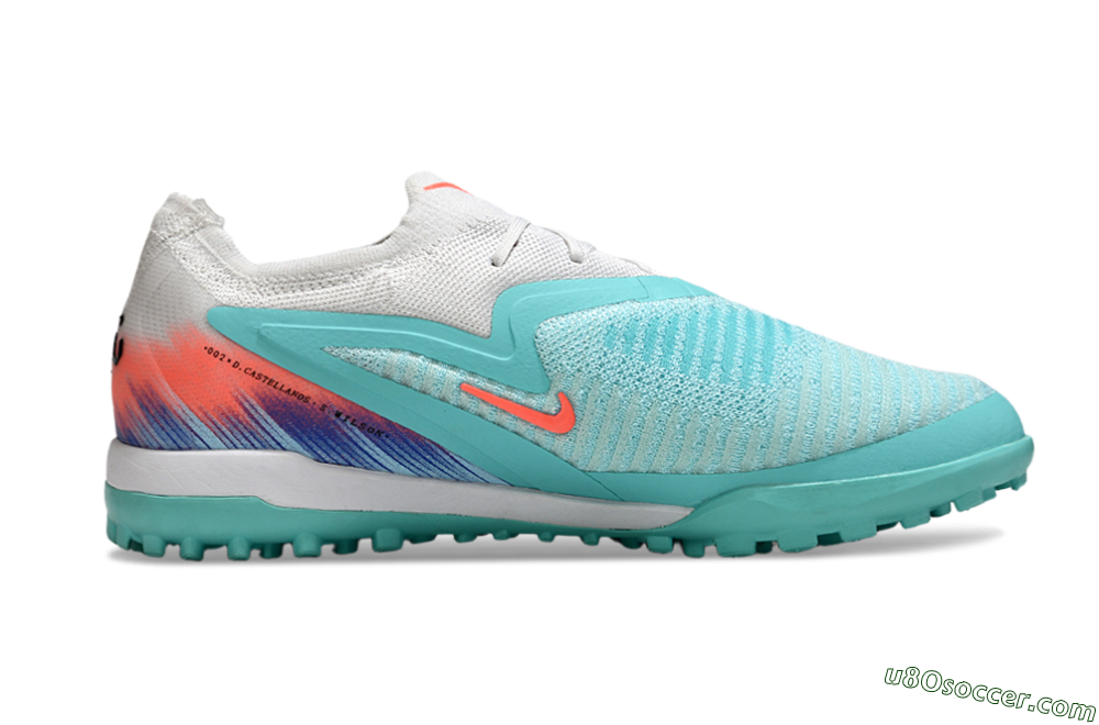 Nike Phantom 6 Low Elite TF Artificial Turf Soccer Shoes - Aqua/Bright Aqua/Coral Pink 7