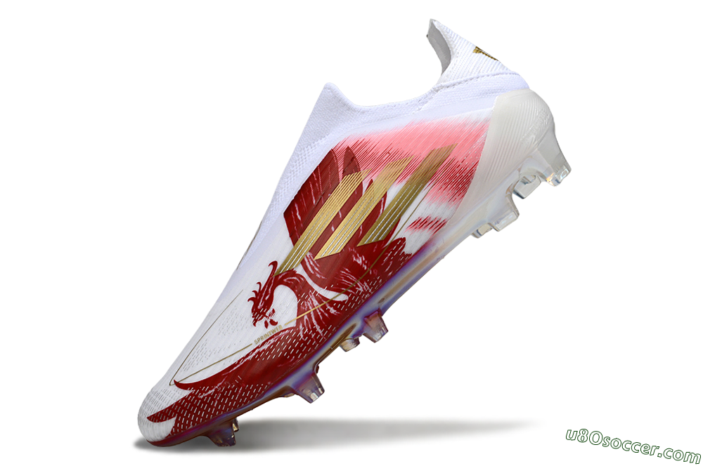 Adidas F50 Elite Laceless FG Firm Ground Soccer Cleats - White/Crimson Red/Golden Yellow 4