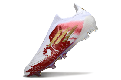 Adidas F50 Elite Laceless FG Firm Ground Soccer Cleats - White/Crimson Red/Golden Yellow