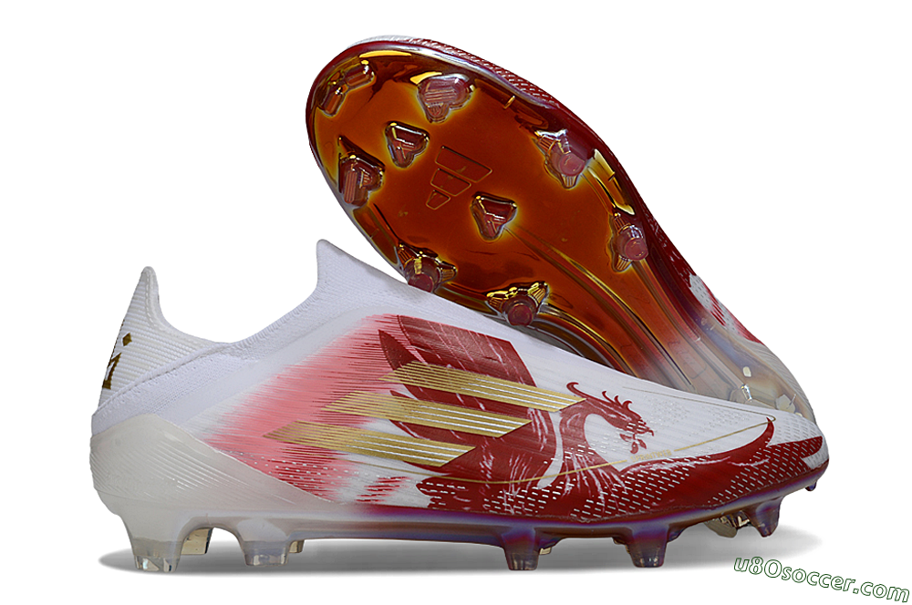 Adidas F50 Elite Laceless FG Firm Ground Soccer Cleats - White/Crimson Red/Golden Yellow 1